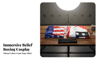 Hooded Fighter Robe with Shorts Skin-Friendly Hooded Boxing Robe and Shorts Set Breathable American Flag Boxing Costume for Men, Adults