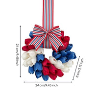 Artificial Patriotic Blossom Wreath Hanging Patriotic Wreath Reusable Door Decor with Flowers Indoor Outdoor for Wall, Entryway