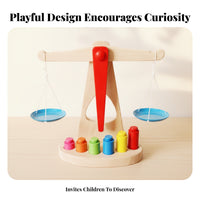 Wooden Balance Scale Toy Learning Aid Wooden Balance Scale Smooth Surface Interactive for Classroom