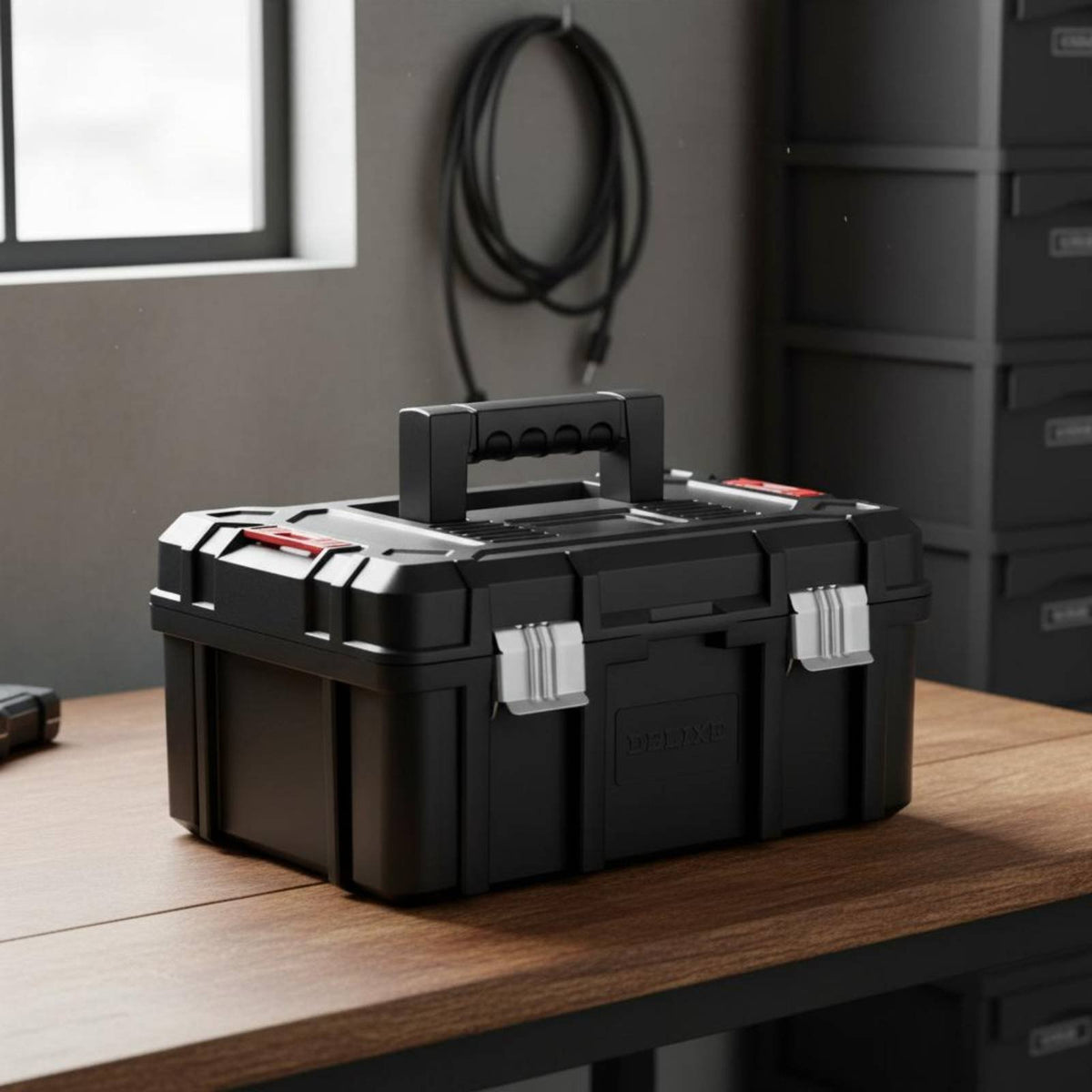 Portable Hardware Box Multi-Functional Portable Hardware Organizer Large Capacity Hand-Tool Tote Container for Repairmen, Job Site, Garage, Workshop