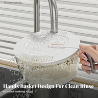 Transparent Grater Lid Colander Slotted Grater Lid Bowl Measurement Marks Rice Washing Basket Side Handle for Vegetable Prep