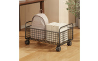 Wire Storage Basket with Wheels Multi-Functional Under Desk Storage Cart Sturdy Book Cart for Teachers