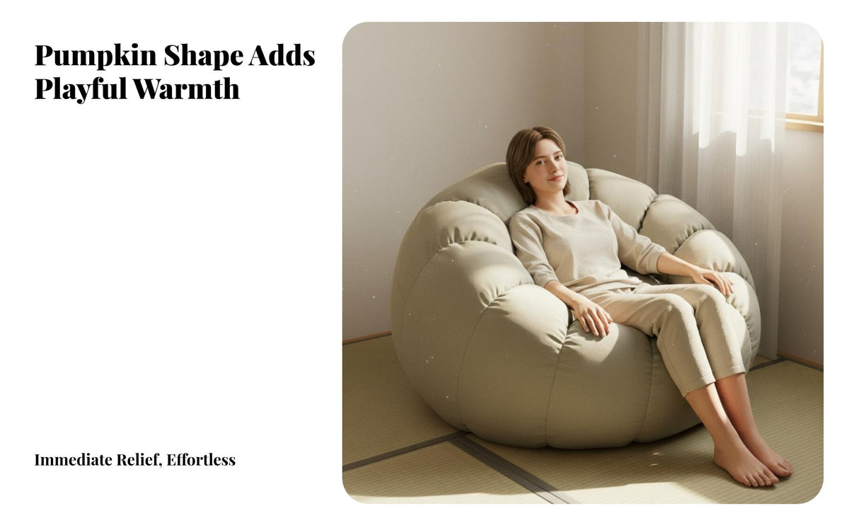 Pumpkin Shaped Lounger Soft and Comfortable Relaxation Sofa High-Resilience Soft Tatami Chair for Adults, Students, Bedroom, Dorm Room
