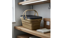 Hinged Lid Foldable Storage Basket Cup Holder Collapsible Plastic Basket Slim Design Collapsible Storage Bin for Picnics