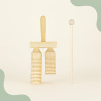 Wood Block with Striker Rhythmic Wood Block with Mallet Rhythm Instrument Natural Guiro Long-Lasting for Children, Classroom