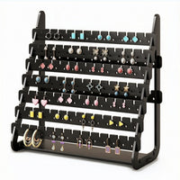 Multi-Tier Earring Holder with Notches Space-Saving Jewelry Organizer with Holes Sturdy Tabletop Jewelry Stand Elegant for Dresser