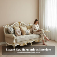 Ornate Carved Sofa Luxurious Design timeless design Seating Group Regal Aesthetic Couch for Homeowners, Families, Living Room, Lounge Area, Hotel Lobby