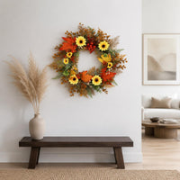 Autumn Blossom Wreath Hangable Door Wreath Seasonal Home Decoration for Shop Entrance, Wall