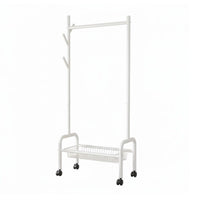 Nordic design Mobile Clothes Rack with Storage Baskets Portable on casters Wheeled Clothes Valet with Basket Space-Saving Garment Stand Multifunctional for Apartment Dwellers, Students, Homeowners, Bedroom, Entryway, Small Apartments, Laundry Room
