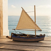 Model Sailboat with Cloth Sails Marine Sailing Boat Model Rustic Desktop Ornament for Desk
