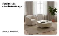2 Pieces Creamy Aesthetic Round tuck-awaying Table Set Light Luxury design Drum Coffee Table Set Minimalist Design Household Furniture High-Low Combination for Apartment Dwellers, Interior Designers, Living Room, Small Spaces, Lounge Area, Home Office
