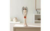 Angel Sculpture with Heart Faceless Heart-Holding Angel Figurine Resin Decor for Decorators, Collectors, Shelf, Mantel, Holiday Display