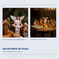 Christmas Nativity Scene Figurine Set Tabletop Display Holiday Decoration Small Size Vivid Details for Families, Mantel, Bedroom