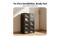 Installation-Tool-No-Assembly Foldable Shoe Cabinet Dustproof Stackable Shoe Storage Box Easy Assembly Space-Saving for Sneaker Collectors, Apartment Dwellers, Entryway, Hallway, Bedroom, Living Room