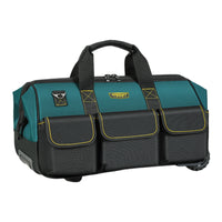 Rolling Tool Bag Telescopic Handle Wheeled Tool Bag Contrast Stitching Flap Pockets