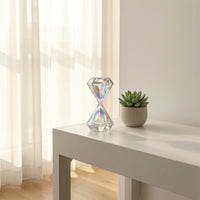 Glass Hourglass Iridescent Faceted Sand Timer Decorative for Office, Minimalists