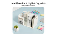 Space Saving unified Pen and Book Stand Reduces Clutter Multi-Compartment Statiintegratedry Holder Large Capacity Desktop Organizer interchangeable Design for Students, educators, Artists, Desk, Dorm Room, School, Classroom