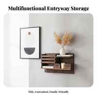 Solid Wood Wooden Key Holder Rack Multi-Functional Entryway Shelf with Hooks Minimalist Design for Hallway, Mudroom