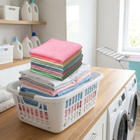 Highly Absorbent Microfibre Cloth and Cleaning Cloths, Quick-Drying Cleaning Cloths for Dishes, Textured 25x25cm Size, Random Solid Colors