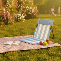 Portable Lounge Chair Cushion with Backrest Padded Foldable Lounge Chair Cushion Lightweight Outdoor Seat with Triangular Frame Compact for Camping