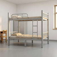 Bunk Bed with Ladder Metal Bunk Bed Space-Saving Furniture for Students, Teens, Dormitory, Bedroom, Hostel