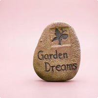 Embossed Butterfly Upright Oval Rock Ornament Raised Lettering Standing Stone Ornament Textured Faux Stone Garden Decor for Nursery-Style Arrangements