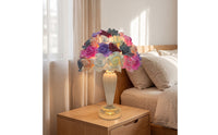 Floral Lamp with Rose Petal Shade Pink Flower Dome Table Lamp Elegant Warm for Bedroom, Living Room