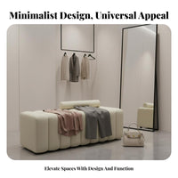 Soft and Comfortable Long Padded Seat High-Resilience Foam Segmented Cushion Bench Breathable Textile Upholstered Seating Collapse-Resistant Frame for Homeowners, Shop Owners, Interior Designers, Fitting Room, Entryway, Retail Boutique, Window Nook