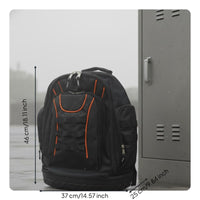 Large Capacity Electrician Tool Backpack Wear-Resistant Molded Base Tool Backpack Multi-Pocket for Electricians, Technicians, Contractors, Jobsite
