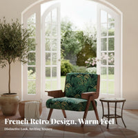 French Inspired verdant Fabric Armchair dense Wood Frame Upholstered relaxation Chair Signature design Living Room Furniture Retro Look for Guesthouse Owners, Interior Designers, Balcony, Bedroom, Reception Area, Office