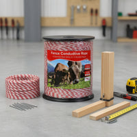 Electric Fence Rope with Stakes High Visibility Conductive Fence Rope Easy to Install for Farmers, Pasture, Farm