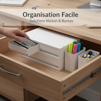 Desktop A4 File Drawer Storage Box with Wheels, Thickened Office Under-Desk Organizer