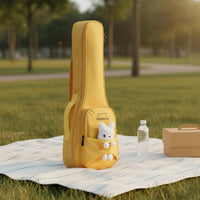 Portable 23 Inch Ukulele Case Cute Design Ukulele Backpack Case Adjustable Straps Instrument Storage Thick Padding for Children, Children, School, Travel, Music Lessons