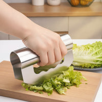 Easy to Clean Vegetable Chopper Corrosion-Resistant Hand-Held Kitchen Cutter Brushed Metal Double-Headed Cutter Compact for Home Cooks, Busy Professionals, Salad Making, Meal Prep