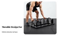Portable Barbell and Plate Storage Trolley High Load Capacity Barbell Plate Storage Rack Heavy Duty Fitness Equipment Space-Saving Design for Weightlifters, Powerlifters, Bodybuilders