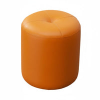 Genuine Leather Upholstered Pouf Light Luxury Design Low Stool Multi-Functional Footrest Space-Saving for Children, Homeowners, Living Room, Beside Coffee Table, Small Spaces, Entryway