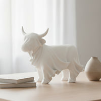 Horned Bovine Statue Spooky Horned Bovine Statue with Curved Protrusions Resin Spectral Figurine for Collectors, Halloween, Entryway
