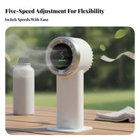 Powerful Airflow Handheld Turbo Fan Compact Design USB Fan with Digital Display Lightweight Cooling Device Long Battery Life for Travelers, Commuters, Students, Outdoor, Travel, Camping, Office