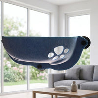 Cat Hammock Window Perch with Felt Material, Frameless Suction Cup Cat Bed for Indoor Relaxation, Space Saving Mounting for Window View Resting