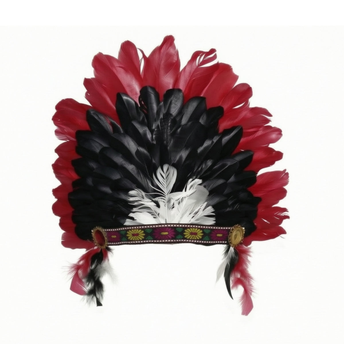 Theatrical Feather Headpiece with Beaded Headband Feathered Feather Headdress Layered Costume Headdress One Size for Performers, Dance Shows