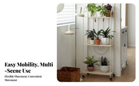 Movable with casters Tiered Plant Stand Multitier Design 4-Tier Rolling Flower Rack Space-Saving Display Shelf Anti-Rust for Gardeners, Homeowners, Apartment Dwellers, Balcony, Living Room, Indoor, Office
