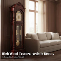 Grandfather Clock Solid Wood Wooden Floor Clock Freestanding Home Decor for Interior Decorators, Gift Presenters, Living Room, Entryway, Hotel Lobby