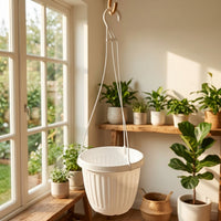 Plant Pots and Ribbed Hanging Basket for Flower Pots, Resin Material for Outdoor Plants, Water Saving Hanging Plant, 9cm Base Diameter Design