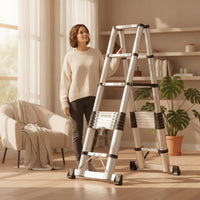 Double-Sided Telescopic Ladder Aluminum Telescopic Ladder with Support Supports for Homeowners, Handymen, Home Repair, Garage, Workshop