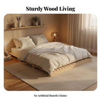 Slatted Woven Mat Frame Japanese and Design Bedroom Furniture Breathable Design Foundation Bed for Apartment DWood & Ecollers, Minimalists