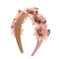 Headband with Faux Flowers Romantic Floral Hair Accessory Flower Crown Dressy Hairband Boho for Women, Weddings, Photoshoots