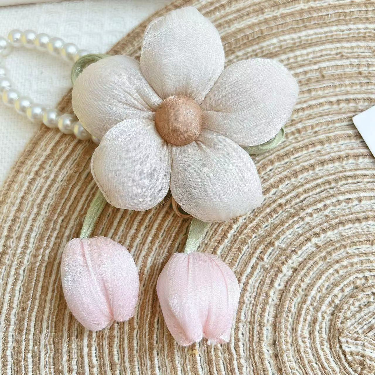布艺充棉小花吊坠郁金香DIY服饰配件可爱立体花朵五瓣花辅料