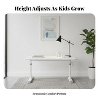 Ergonomic Design Hand-Crank Adjustable Study Station Tiltable Desktop Adjustable child's Study Set Sturdy Construction Student Desk Built-in Drawer for Children, Students, Parents, Home Learning, Homeschooling, Bedroom, Playroom