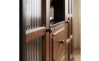 Side Cabinet Vintage Storage Cabinet with Glass Doors Sideboard for Living Room, Hallway