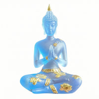 Zen Resin Buddha Figurine Meditative Buddha Figurine with Gold Accents Small Compact for Meditation Corner